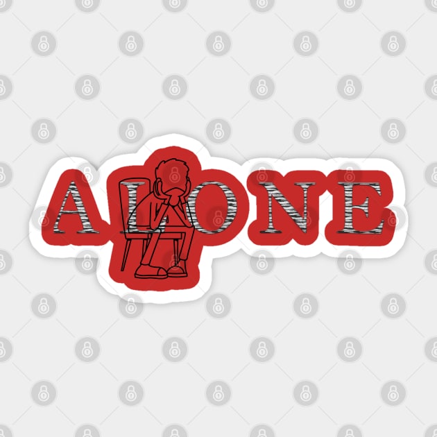 alone word -boy sitting sad Sticker by Newlookal